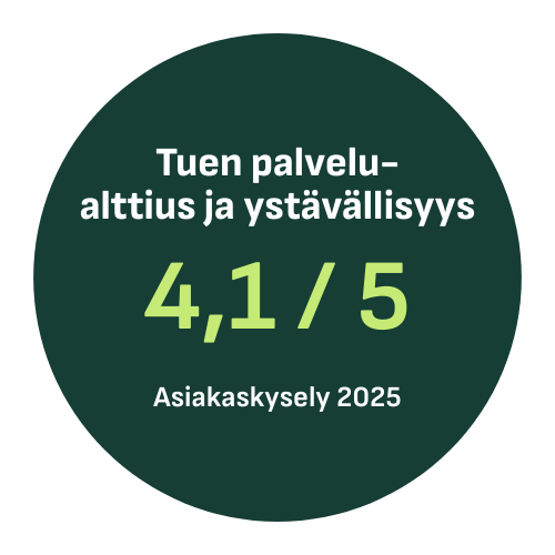 Tuen palvelualttius ja ystävällisyys